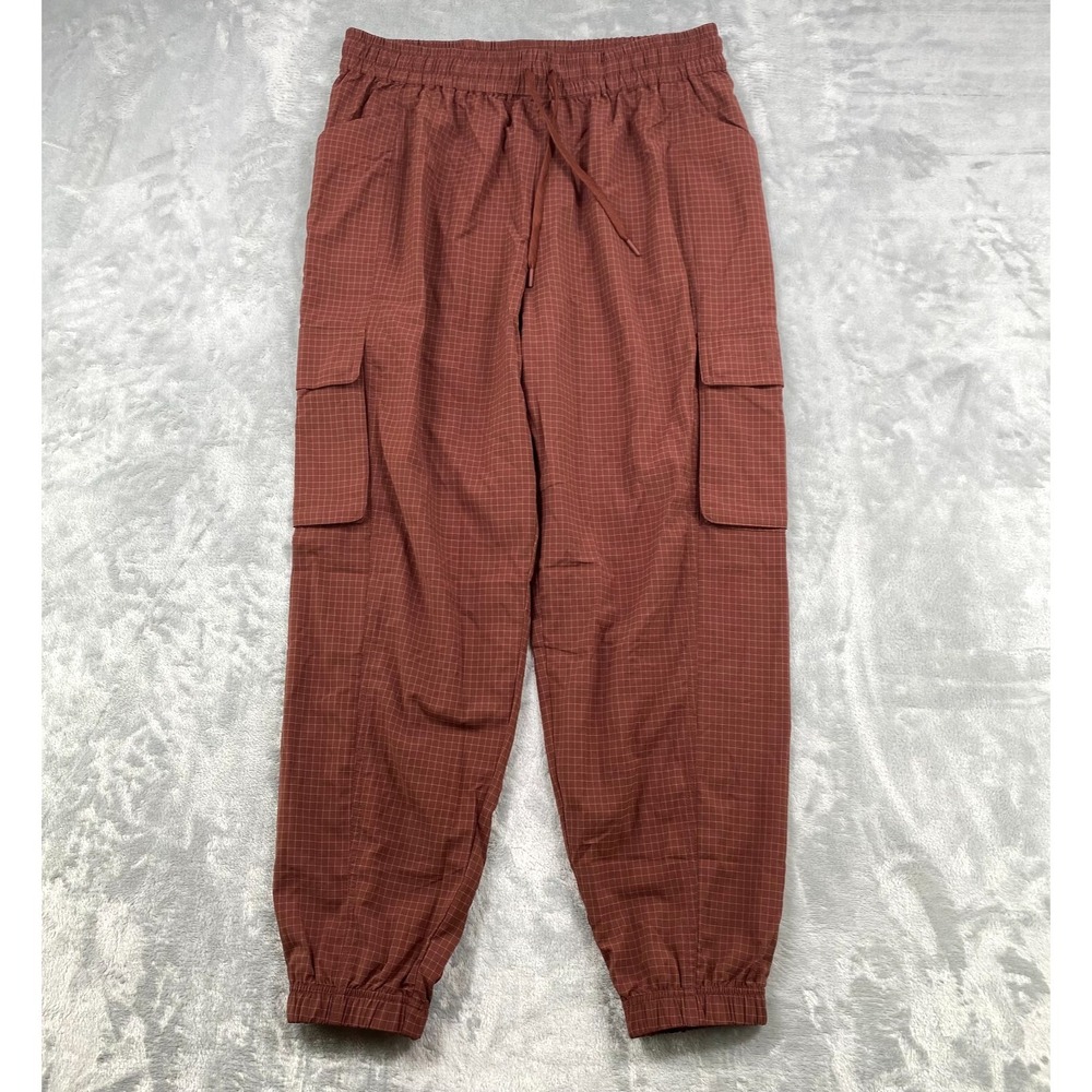 New Fabletics Ripstop Cargo Jogger Womens L Sepia Brown Checked Quick Dry